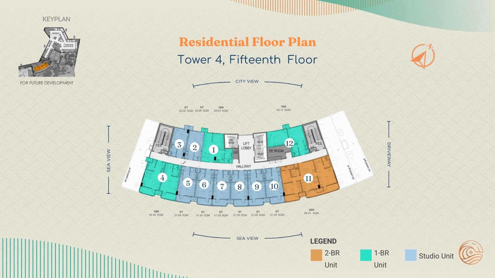 Costa Mira Tower 4 Fifteenth floor residences plan