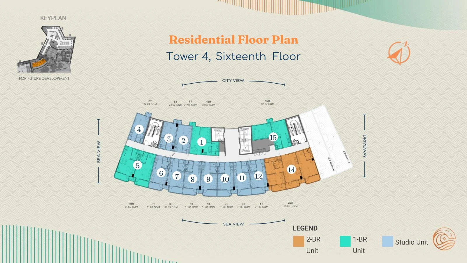 Costa Mira Tower 4 Sixteenth floor residences plan