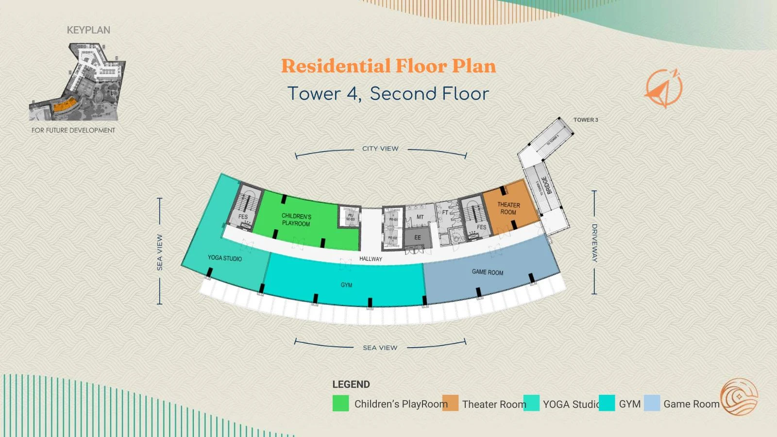 Costa Mira Tower 4 Second floor - tower amenities plan