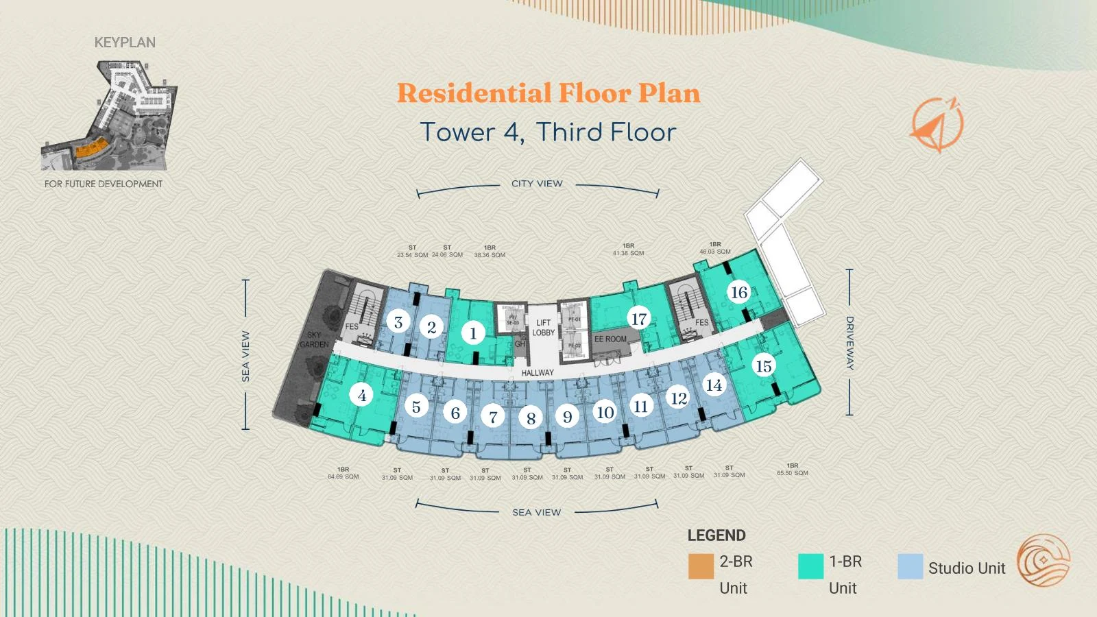 Costa Mira Tower 4 Third floor residences plan