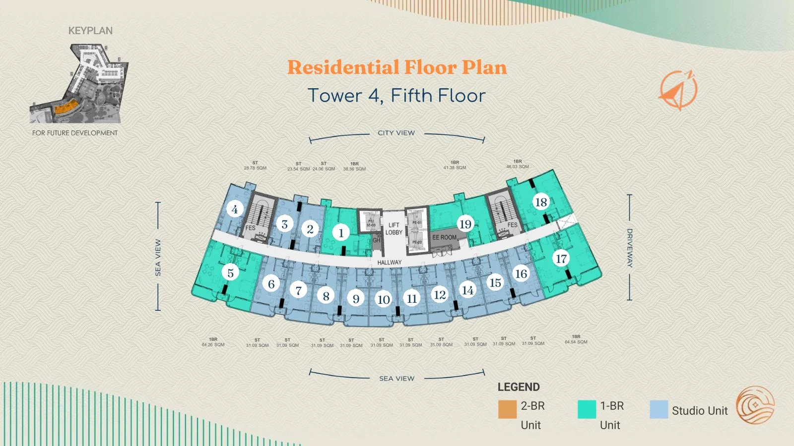Costa Mira Tower 4 Fifth floor residences plan
