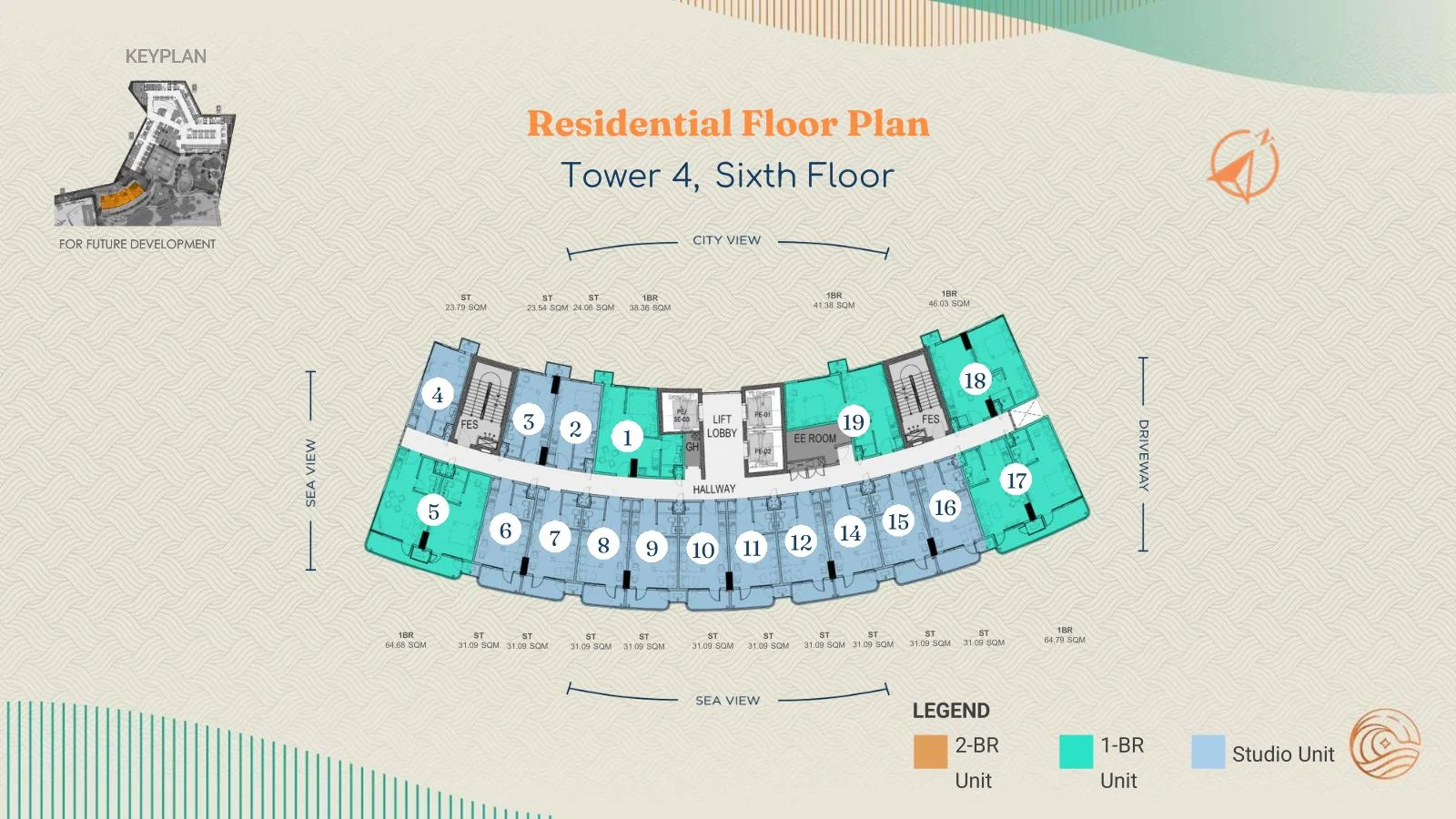 Costa Mira Tower 4 Sixth floor residences plan