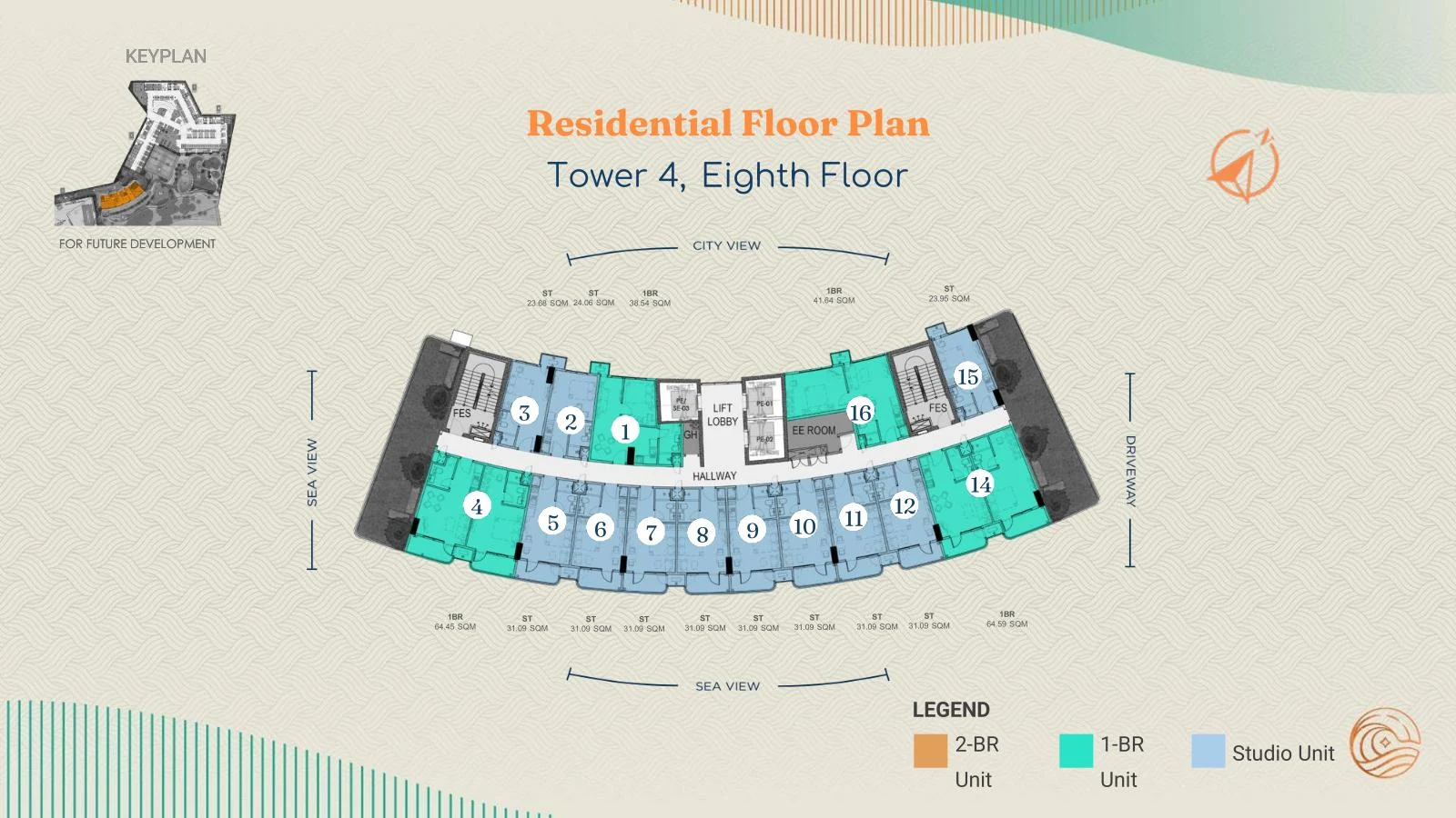 Costa Mira Tower 4 eighth-floor layout shown in full